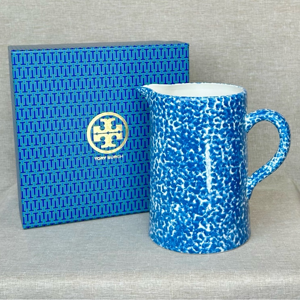 Tory Burch Hand-Painted Blue Vase / Pitcher – NWT with Original Box